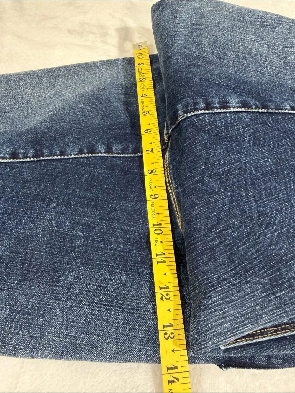 Maurices Blue Boyfriend Jeans with Red Plaid Cuffs